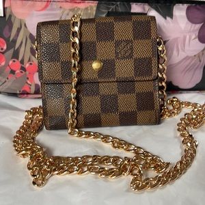 Authentic LOUIS VUITTON Damier Ebene Elise Wallet